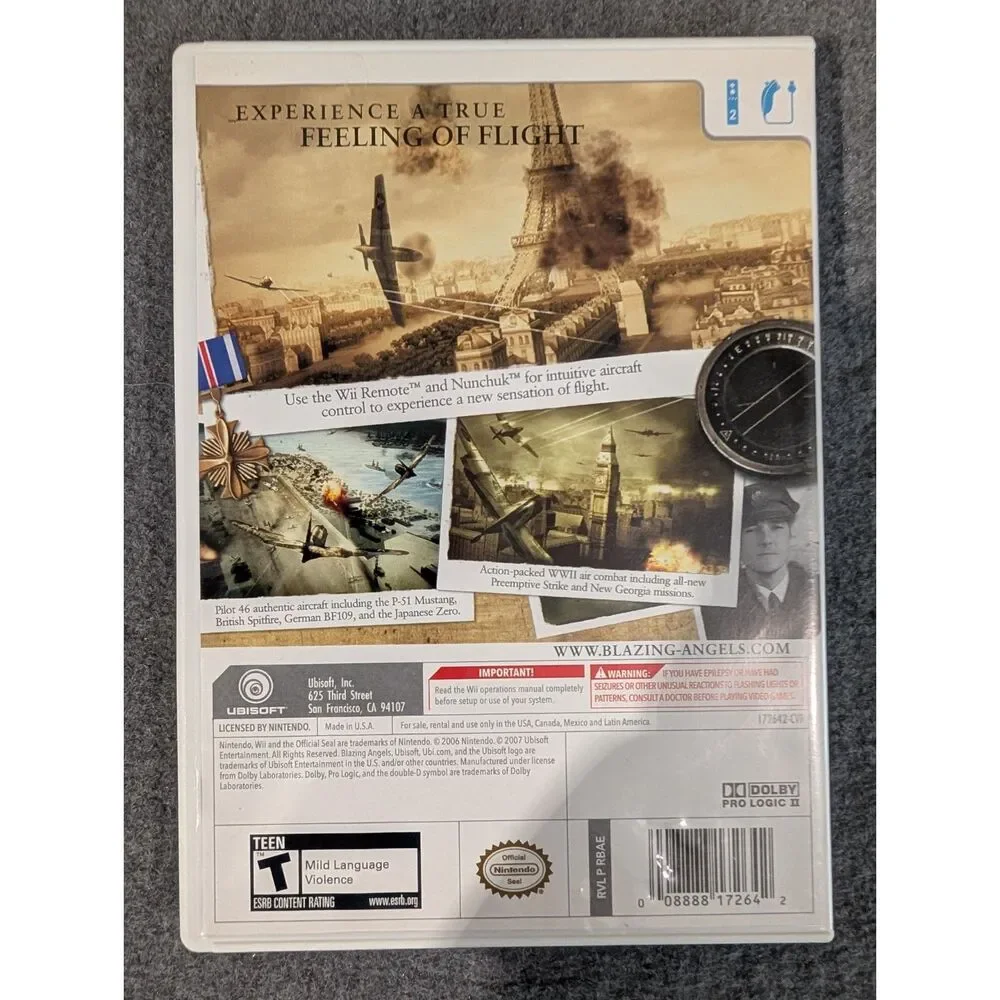 Blazing Angels Squadrons of WWII (Nintendo Wii, 2007) Complete CIB Tested WWII
